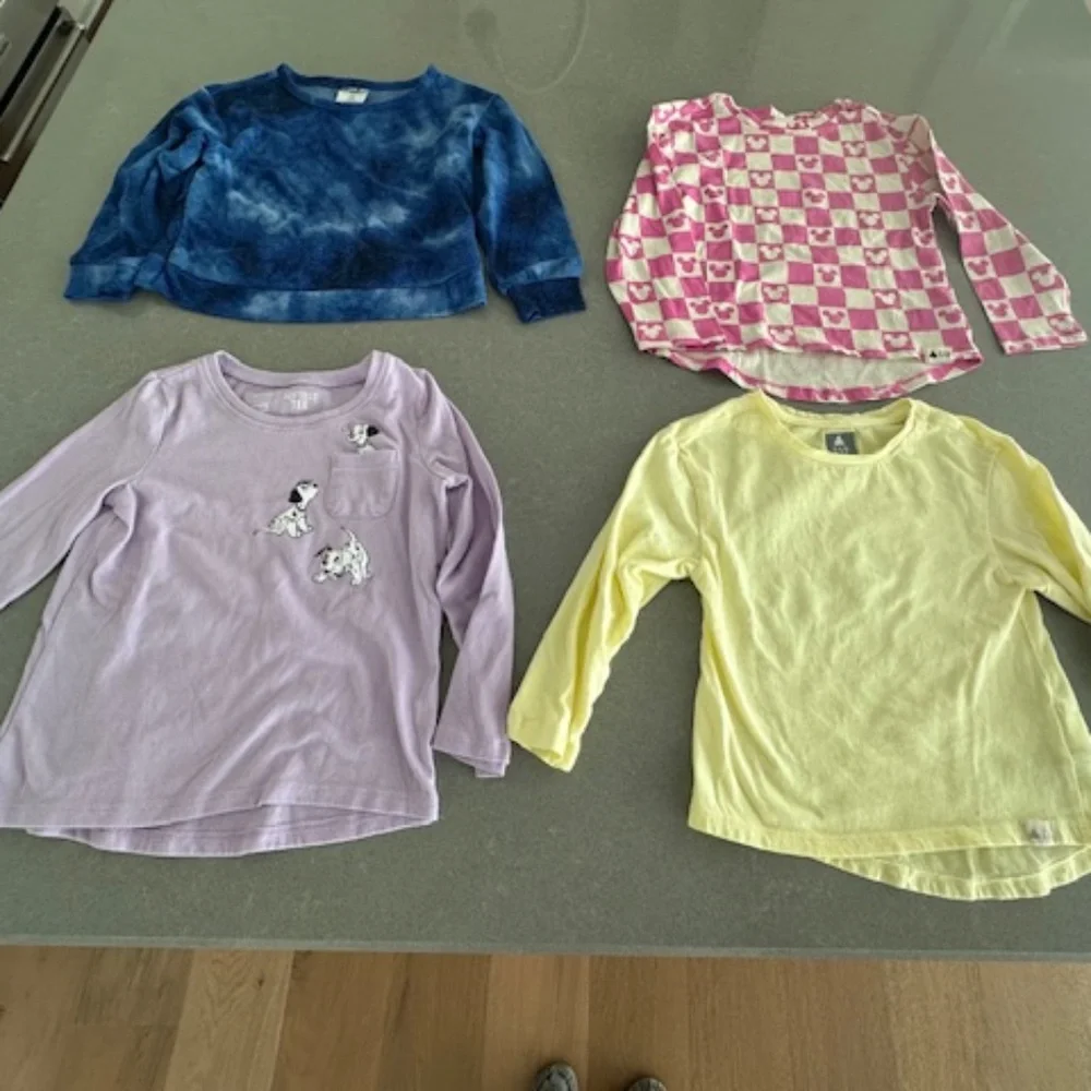 Set of 4 Toddler 4T 4Y Girl's Long Sleeve T-Shirts (3 Gap, 2 washed, never worn)